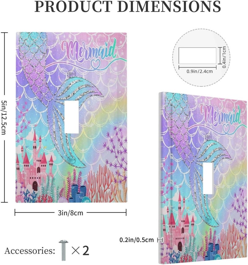 Sghxwp Silvery Glitter Cute Mermaid Tail Fantasy Castle 1 Gang Light Switch Covers Single Toggle Wall Plate Decorative Switchcover Electrical Switchplate for Kidroom Nursery Bedroom Kitchen Decor - Image 5